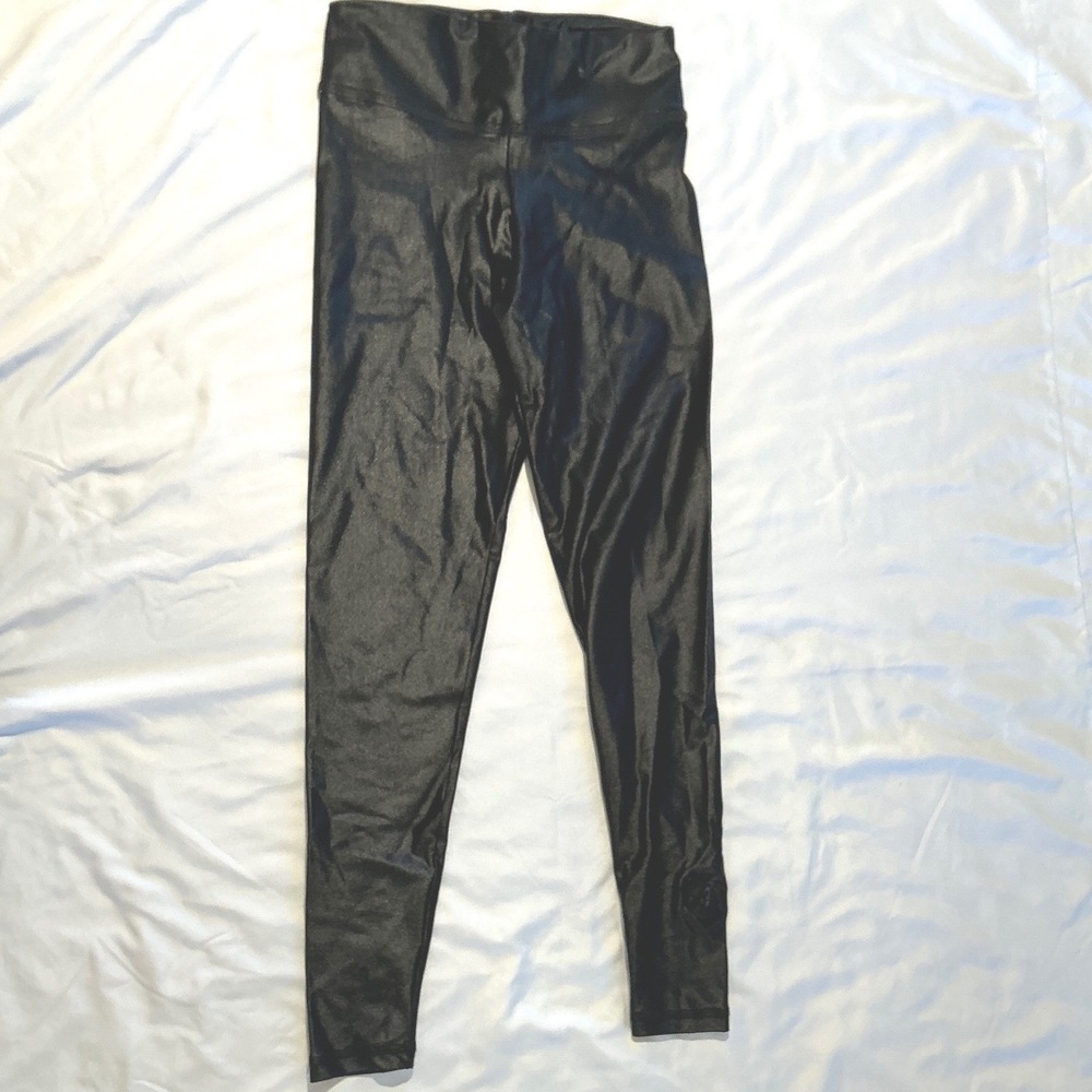 Booty Queen Apparel Black Shimmer High Waisted Athletic Leggings Womens Small‎